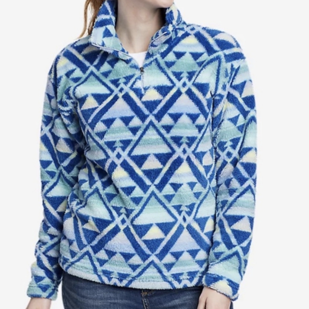 Eddie Bauer Quest Plush 2.0 1/4 Zip Print Lake